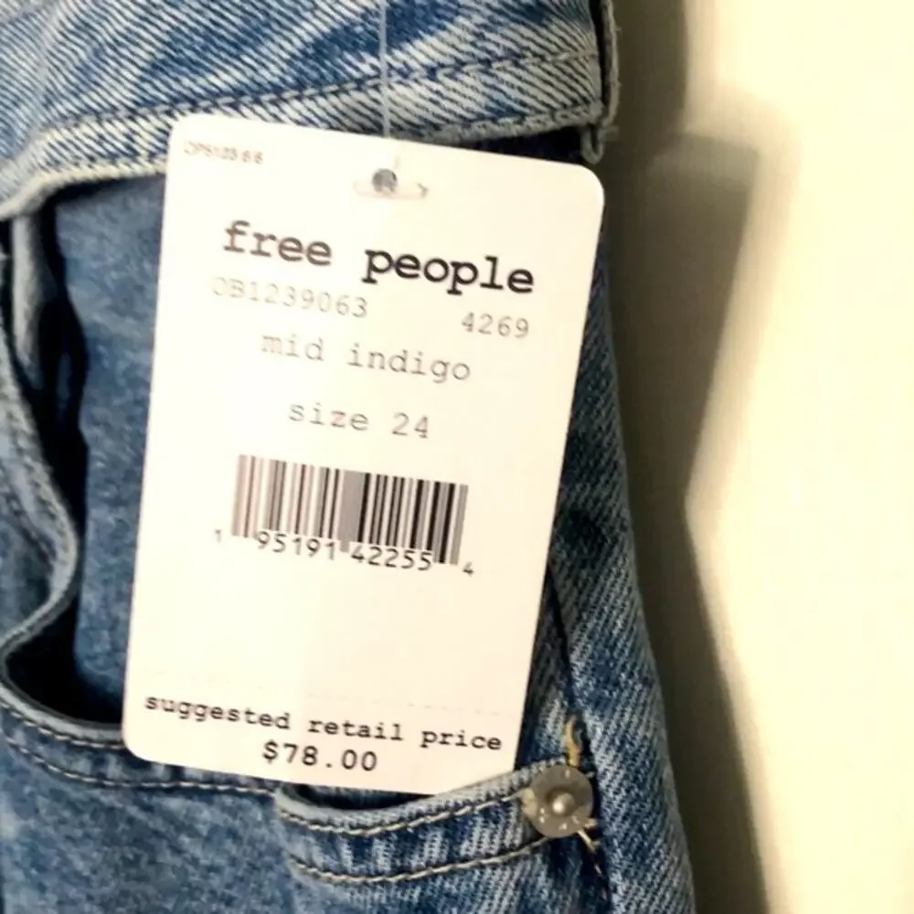 NWT! Free People East of Eden Paper Bag Jean Skirt Size 24